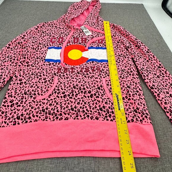 NEW! Love Peace Hope By Zenana Colorado Hooded Sweater Leopard Pink Medium - Picture 3 of 11